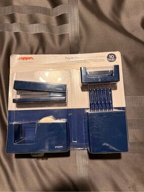 Poppin Fresh Start Desk Collection 10 Piece Set- Slate Blue Color 2017
